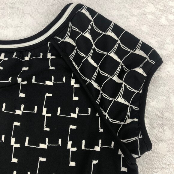 Max Studio Black & White Geometric Print Short Sleeve Midi Dress - Picture 7 of 11